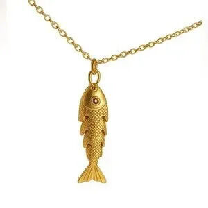 18K Fortune Fish Necklace Y2K Minimalist